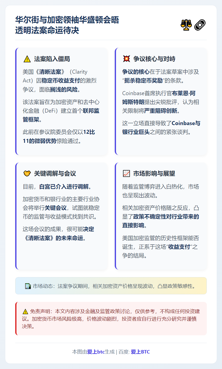 华尔街与加密领袖华盛顿会晤 透明法案命运待决
