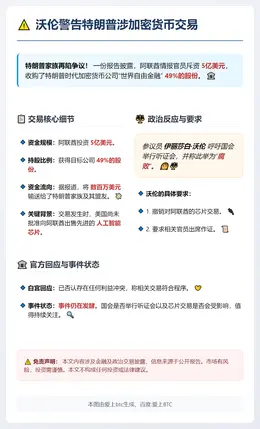 沃伦警告特朗普涉加密货币交易