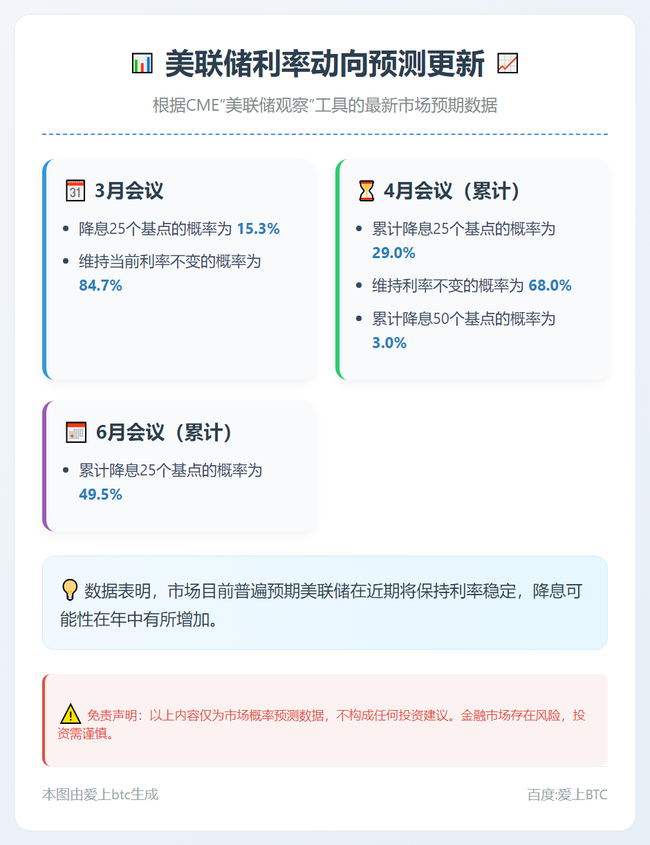 美联储3月利率不变概率84.7%