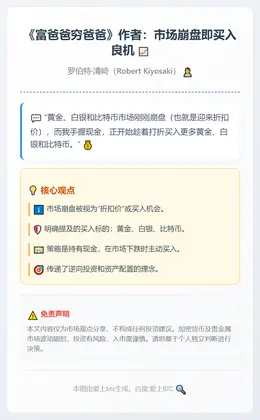 《富爸爸穷爸爸》作者：市场崩盘即买入良机