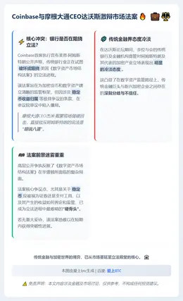 Coinbase与摩根大通CEO达沃斯激辩市场法案