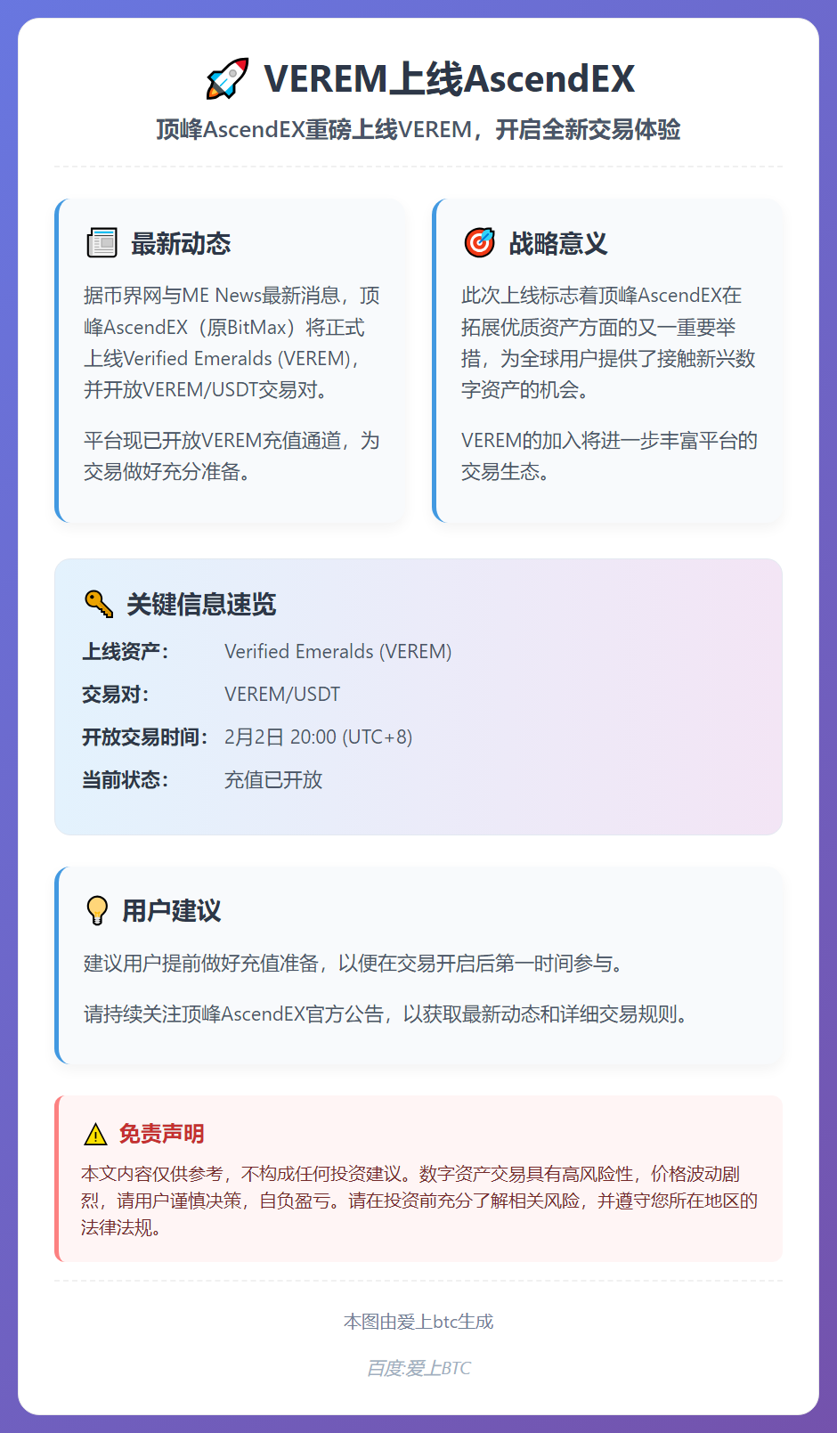 VEREM上线AscendEX