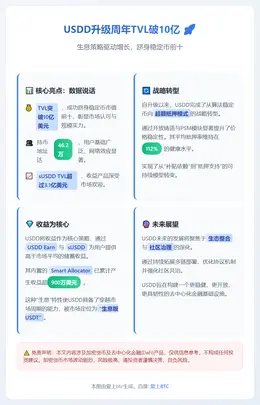 USDD升级周年TVL破10亿 生息策略驱动增长