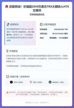 HTX获1亿TRX大额转账