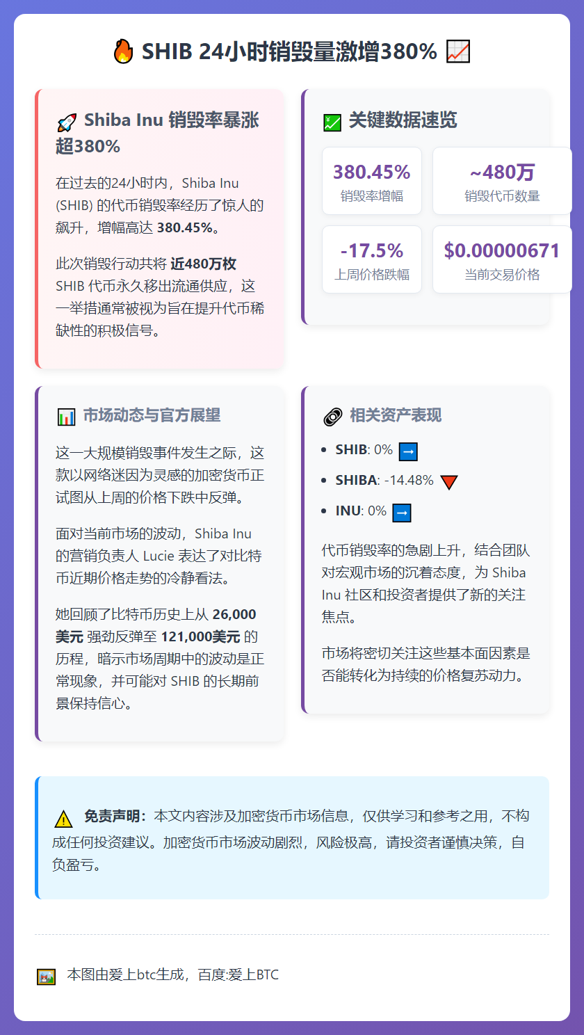 SHIB 24小时销毁量激增380%