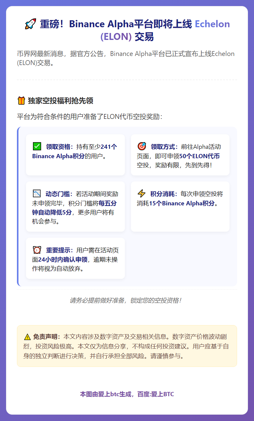 币安用户可申领50枚ELON空投