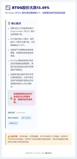 BTOG股价大跌13.49%