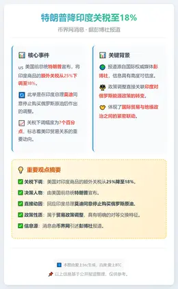 特朗普降印度关税至18%