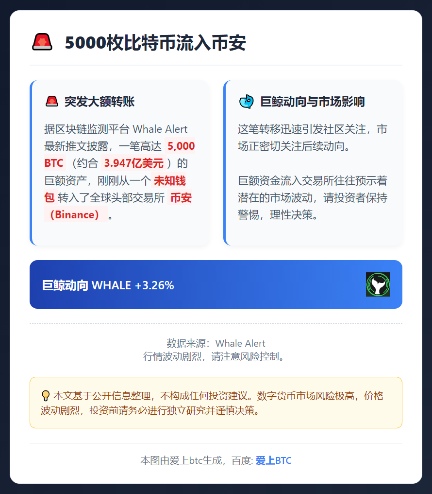 5000枚比特币流入币安