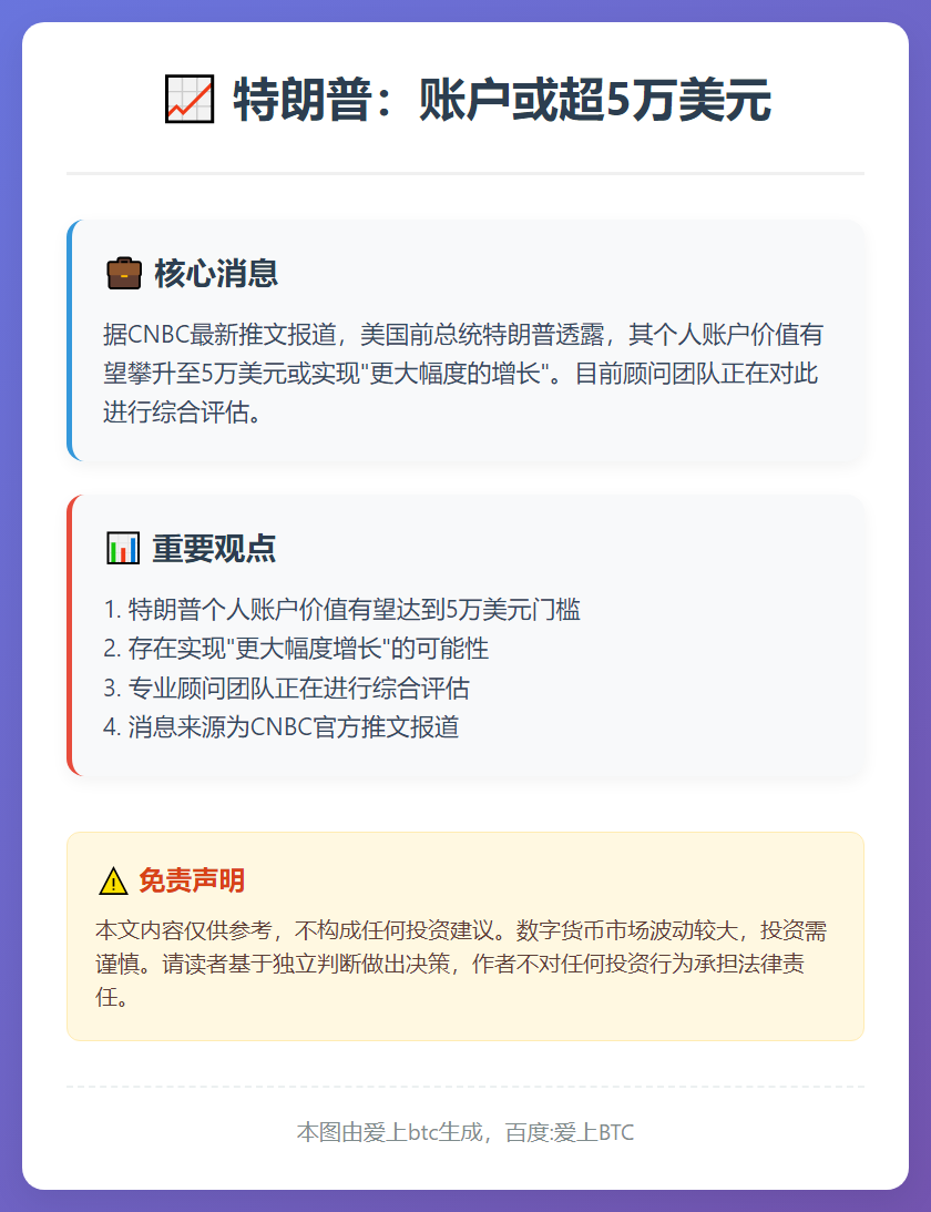 特朗普：账户或超5万美元