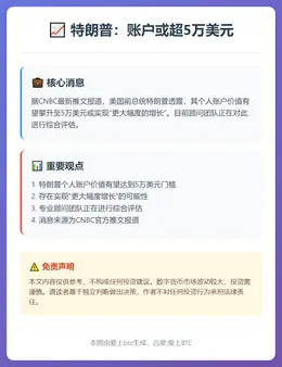 特朗普：账户或超5万美元