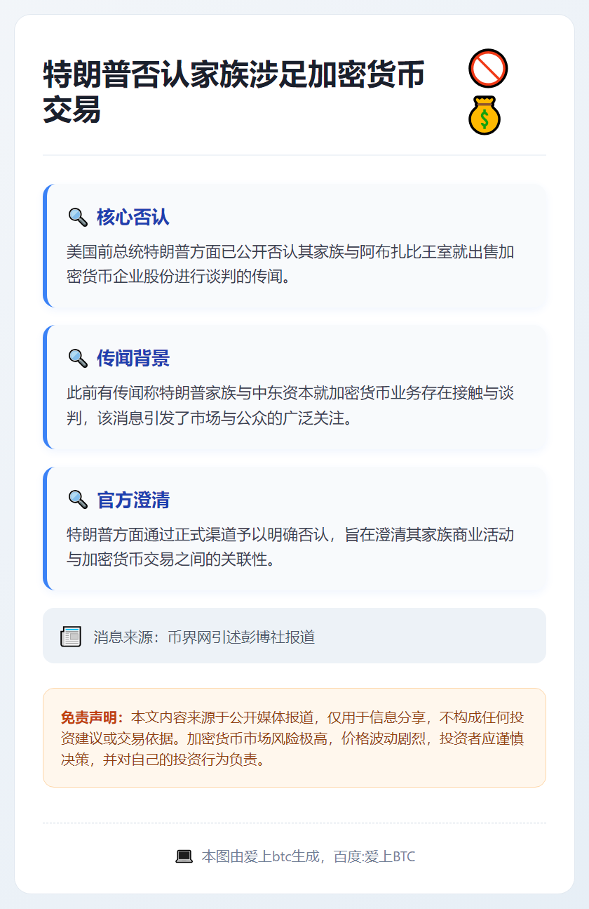 特朗普否认家族涉足加密货币交易