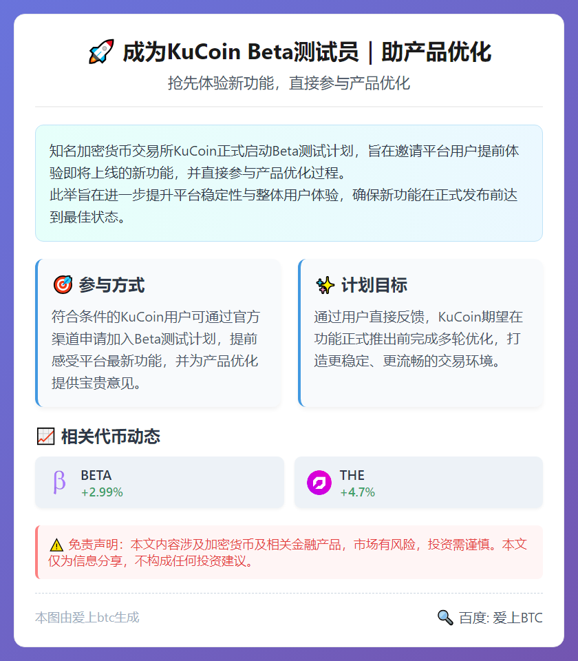 成为KuCoin Beta测试员｜助产品优化