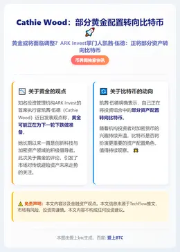 Cathie Wood：部分黄金配置转向比特币