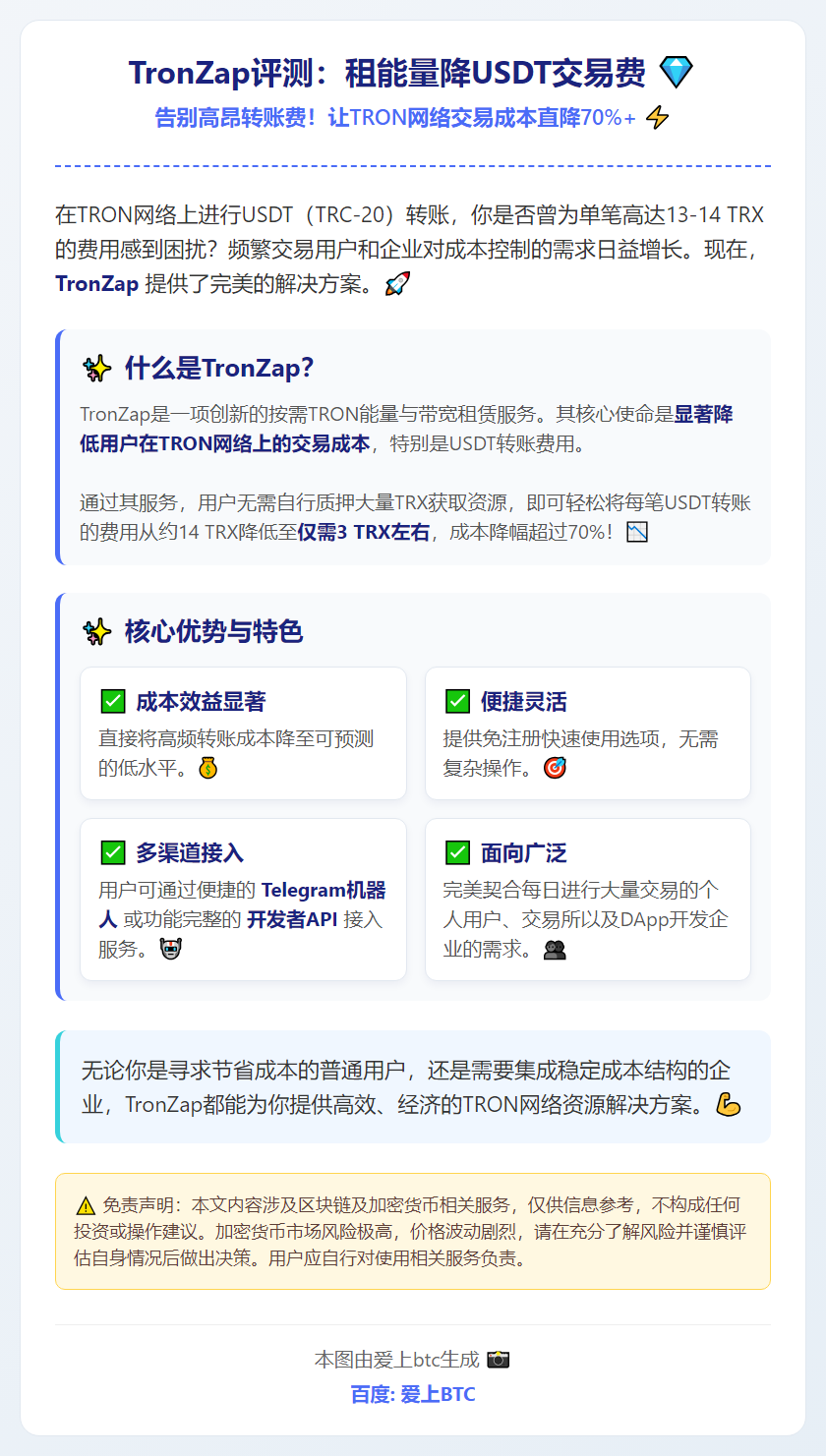 TronZap评测：租能量降USDT交易费
