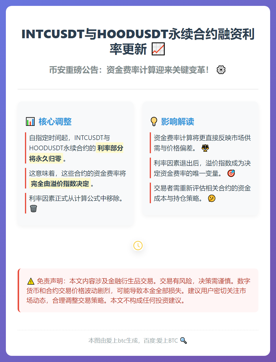 INTCUSDT与HOODUSDT永续合约融资利率更新