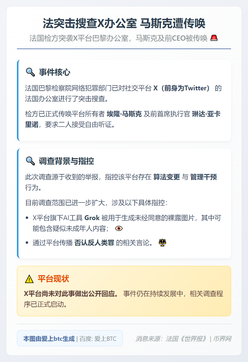 法突击搜查X办公室 马斯克遭传唤