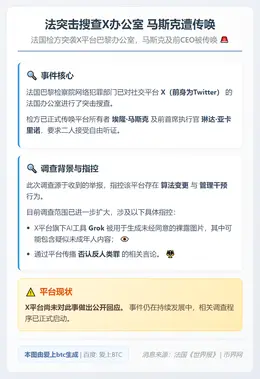 法突击搜查X办公室 马斯克遭传唤