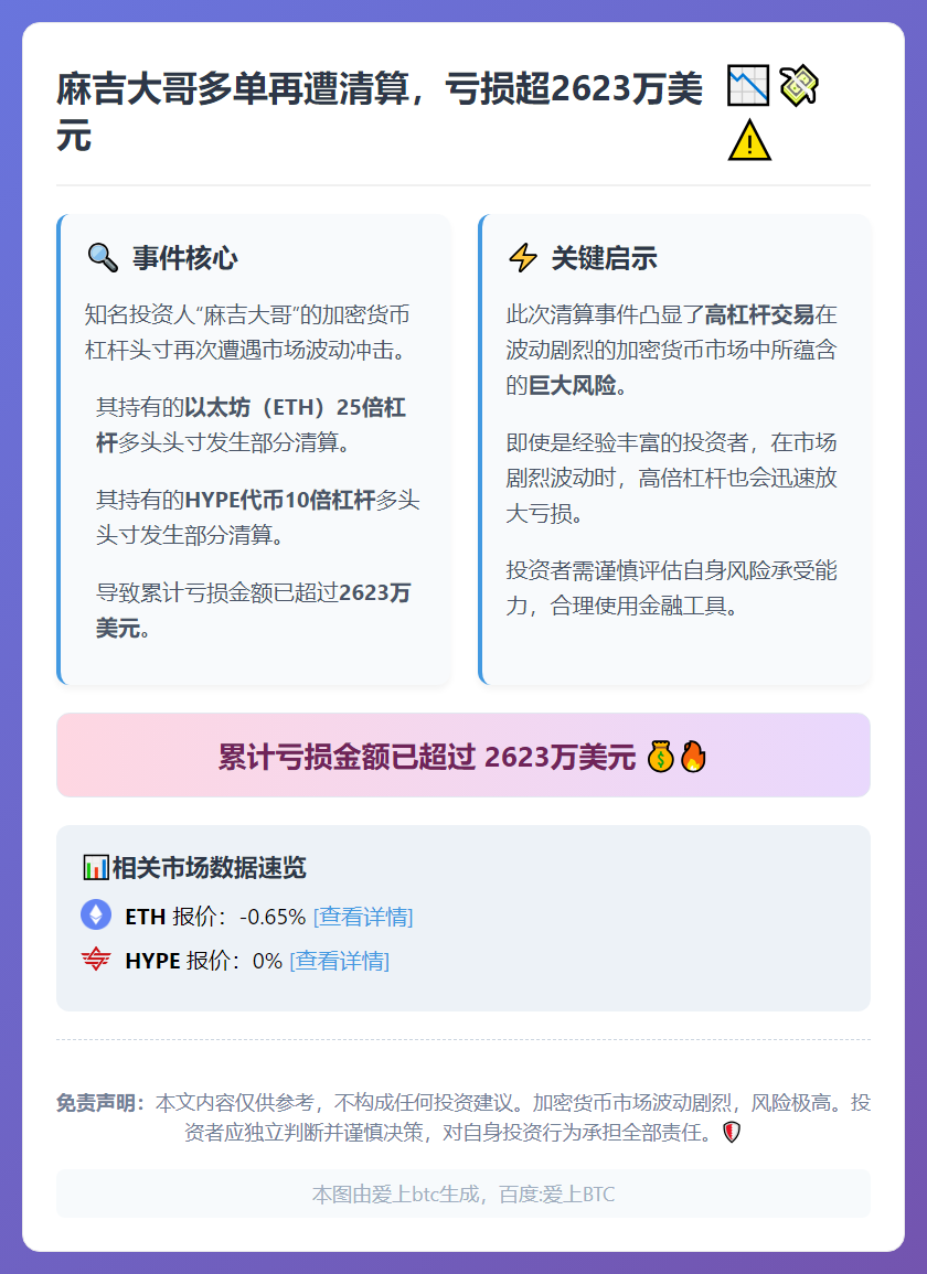 麻吉大哥多单再遭清算，亏损超2623万美元