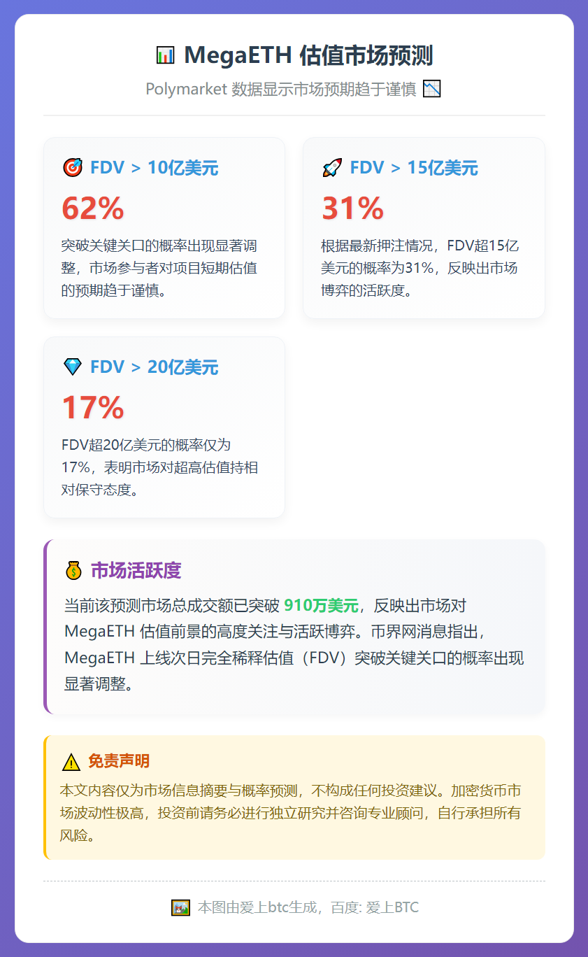 MegaETH次日FDV破10亿概率降至62%
