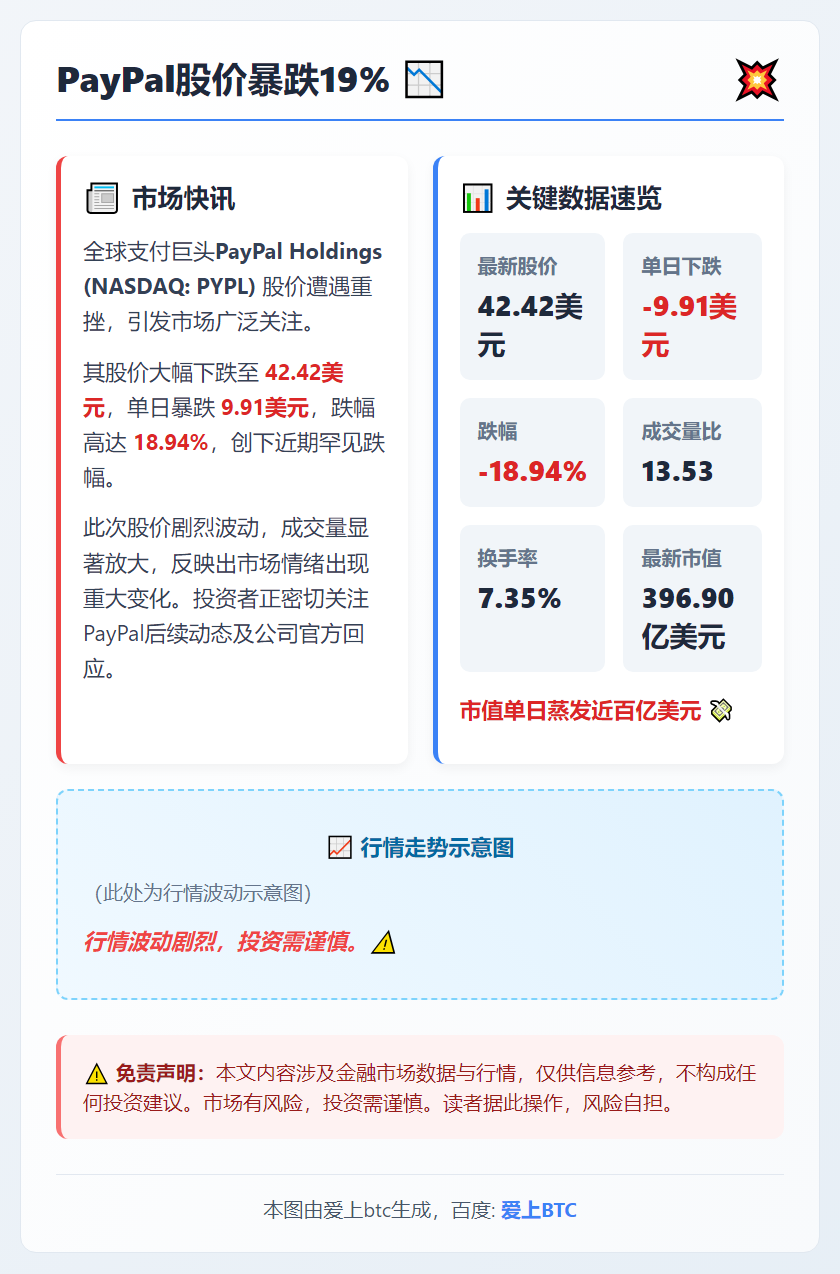 PayPal股价暴跌19%