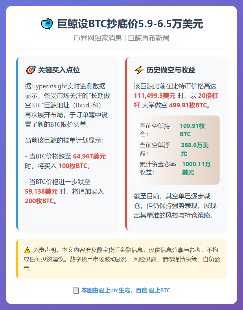 巨鲸设BTC抄底价5.9-6.5万美元