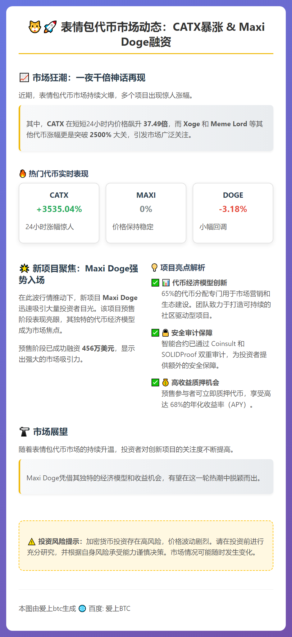 CATX暴涨3649% Maxi Doge融资456万