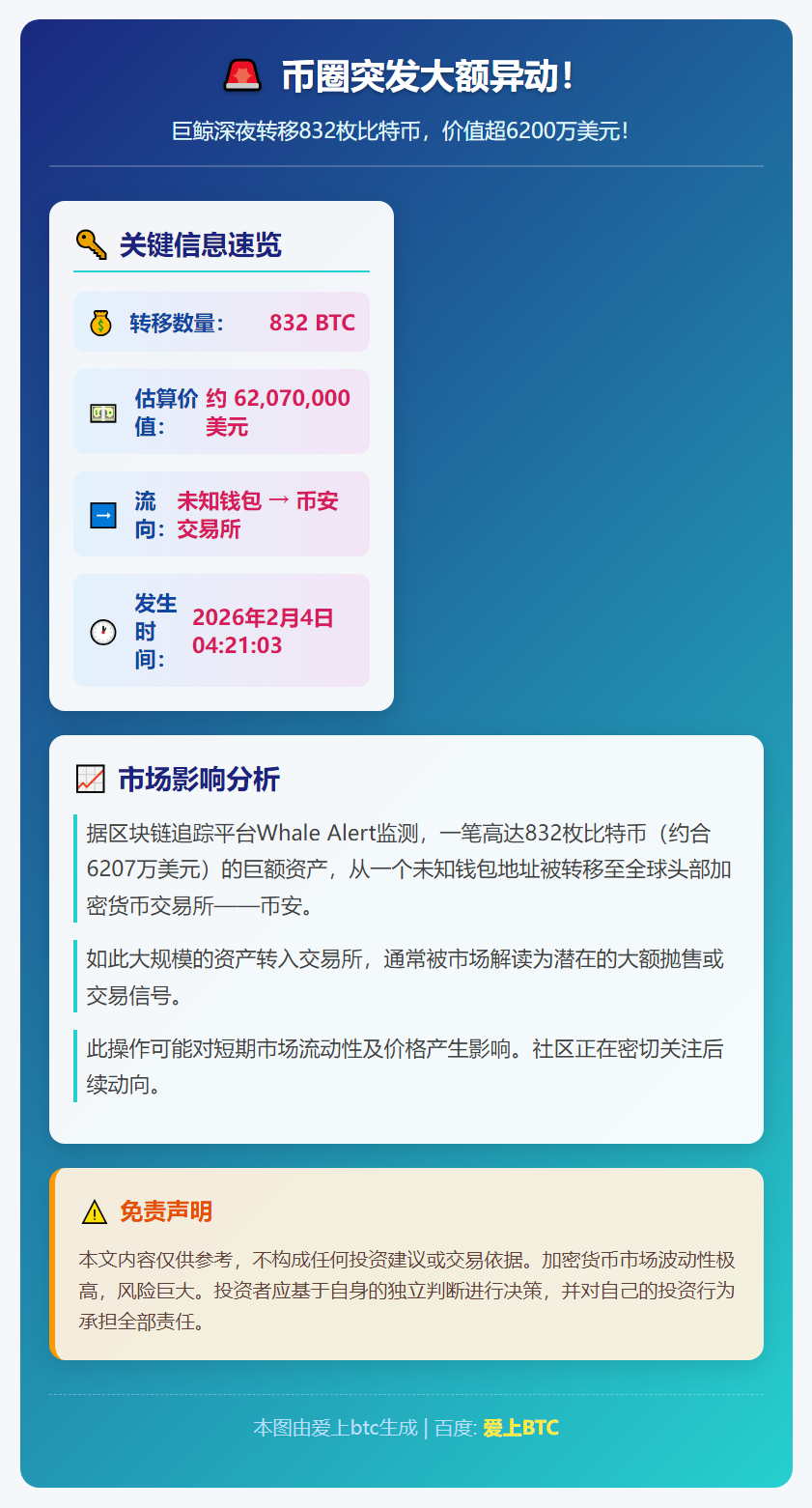 832枚比特币转币安