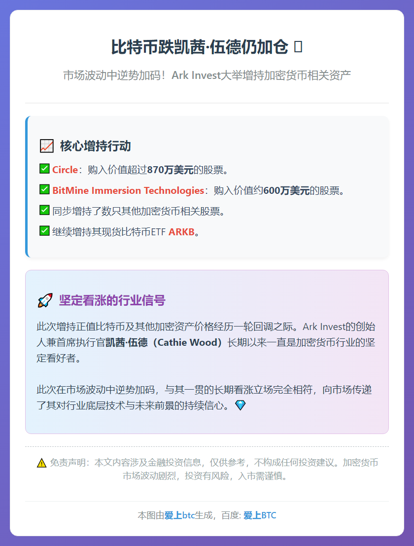 比特币跌凯茜·伍德仍加仓