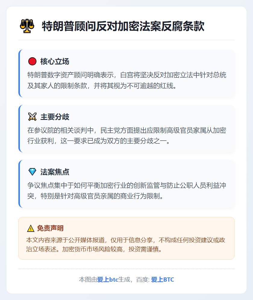 特朗普顾问反对加密法案反腐条款