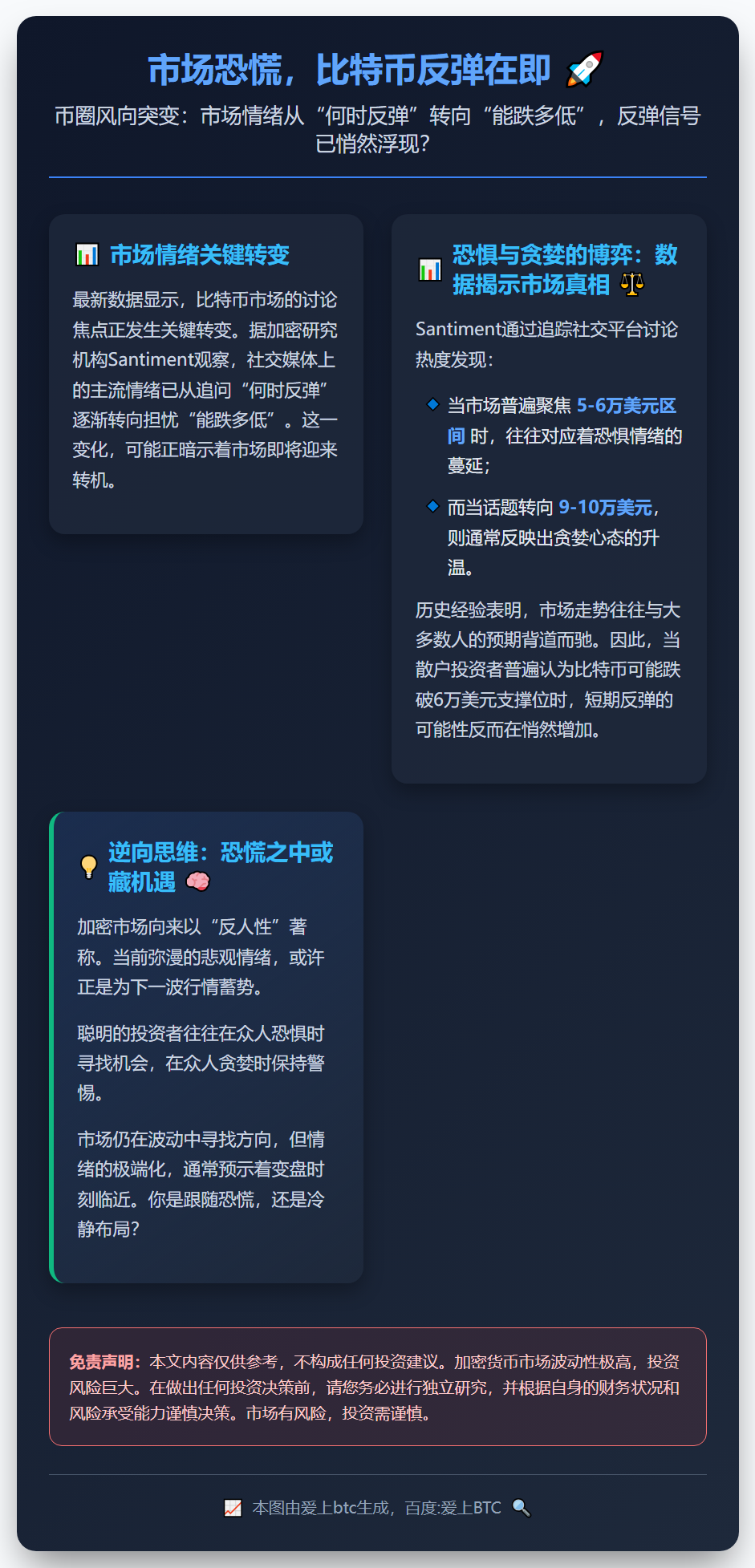 市场恐慌，比特币反弹在即
