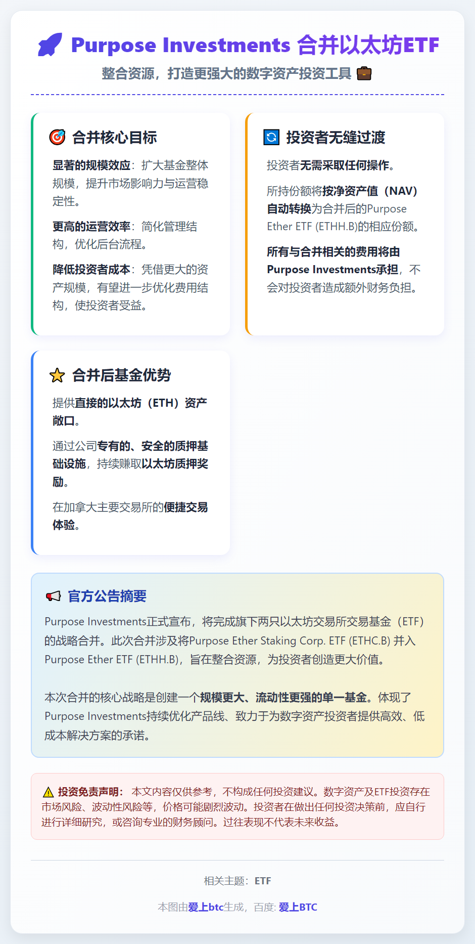 Purpose Investments合并以太坊ETF