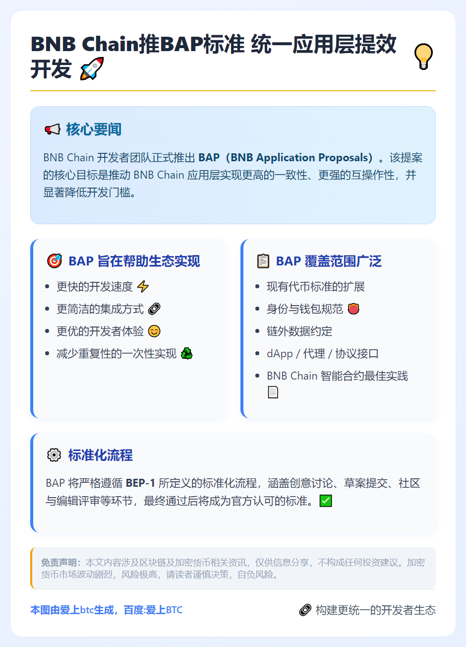 BNB Chain推BAP标准 统一应用层提效开发
