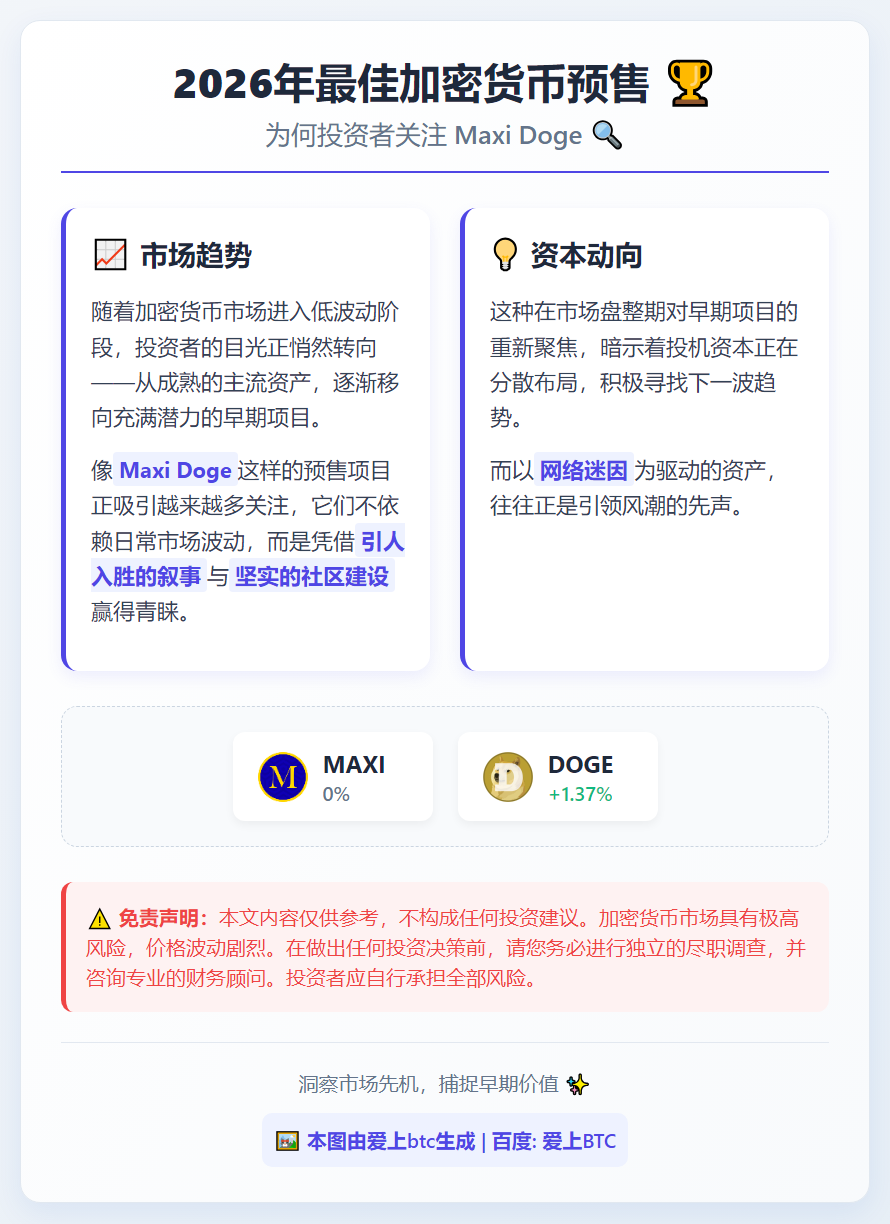 2026年最佳加密货币预售：为何投资者关注Maxi Doge
