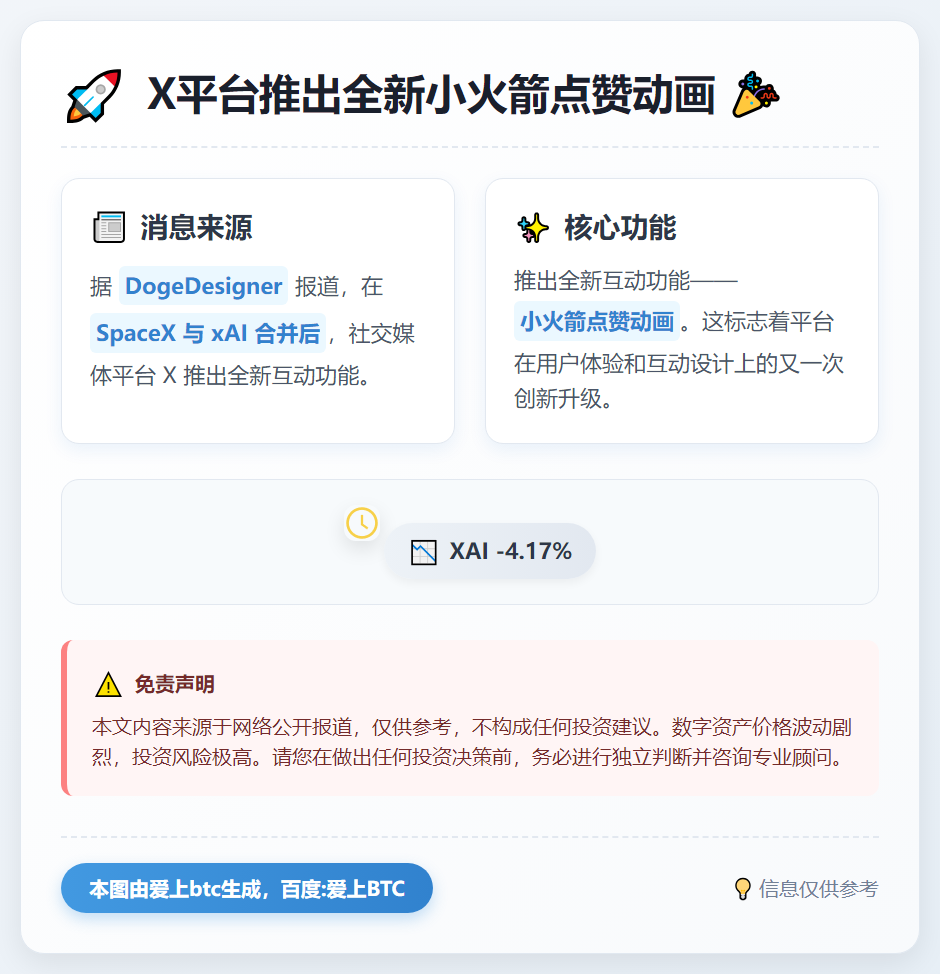X新增小火箭点赞动画