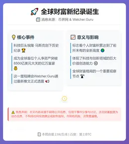 马斯克成全球首富身价破8500亿美元