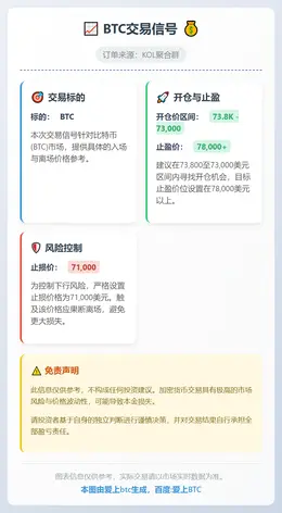2026-02-05 00:22:17 BTC交易信号：73.8-73k开仓，止盈78+，止损71
