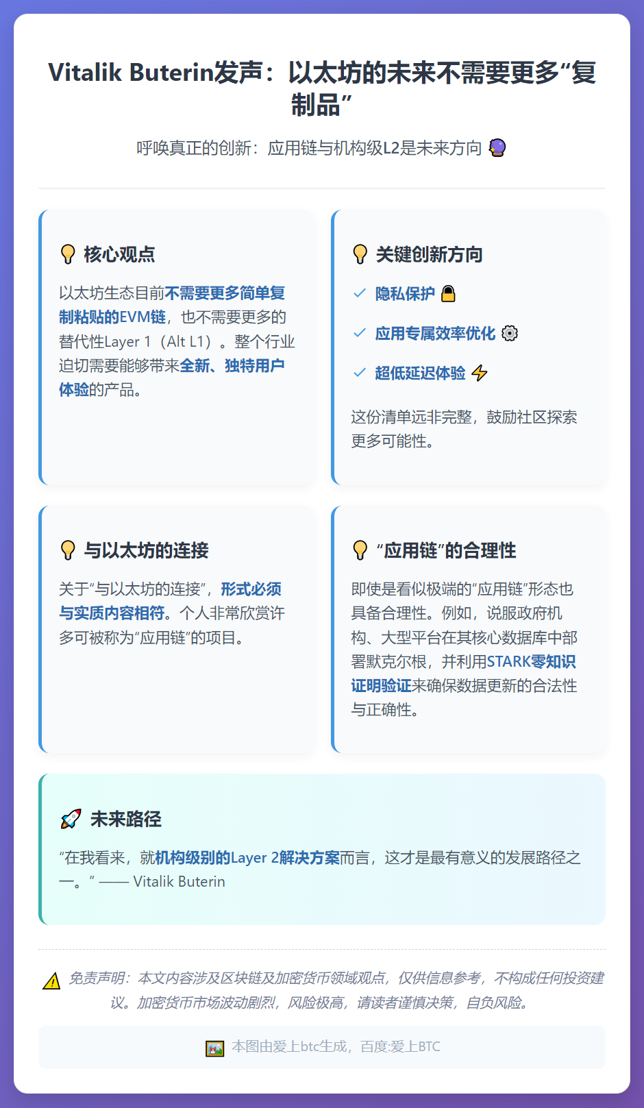 Vitalik：应用链与机构级L2是未来方向
