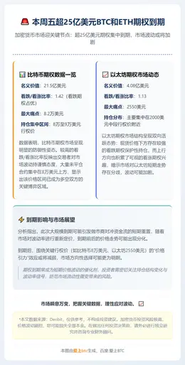 本周五超25亿美元BTC和ETH期权到期