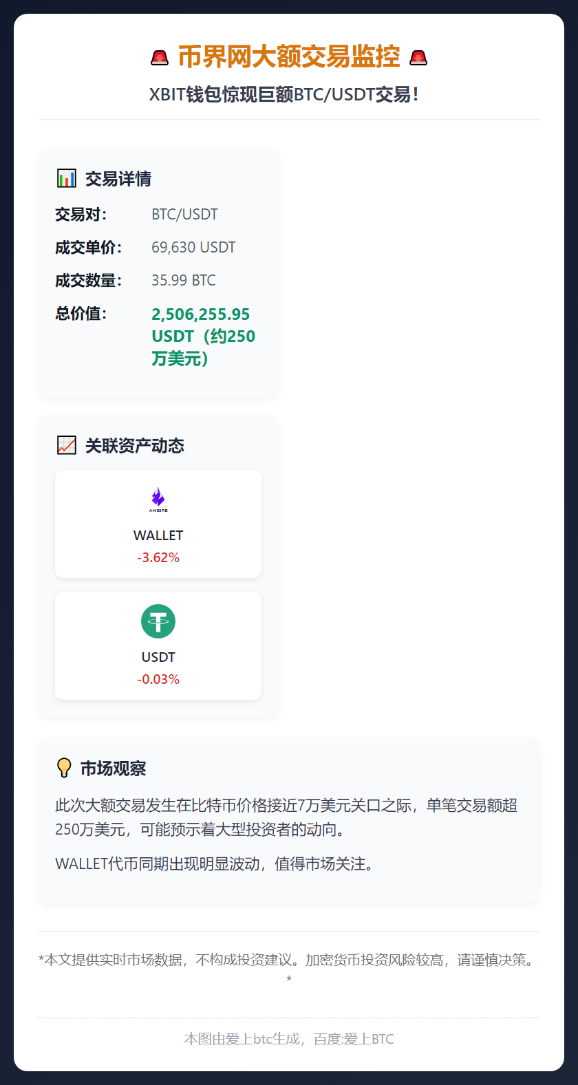 币界网大额交易监控