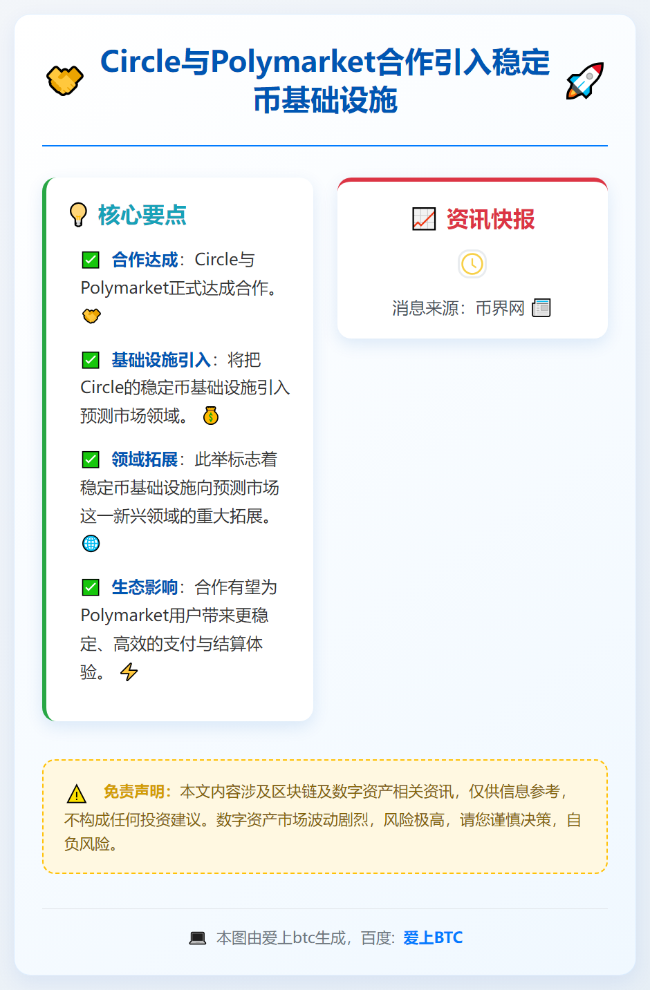 Circle与Polymarket合作引入稳定币基础设施