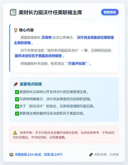 美财长力挺沃什任美联储主席