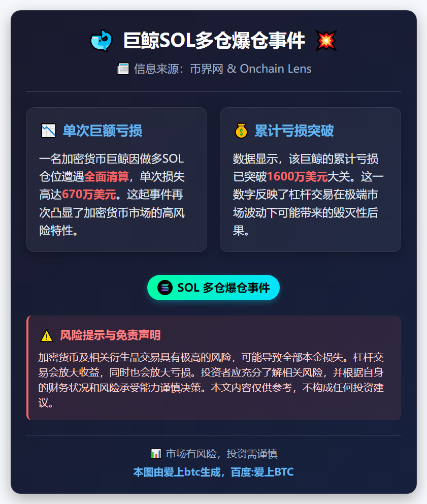 巨鲸SOL多仓爆仓亏670万