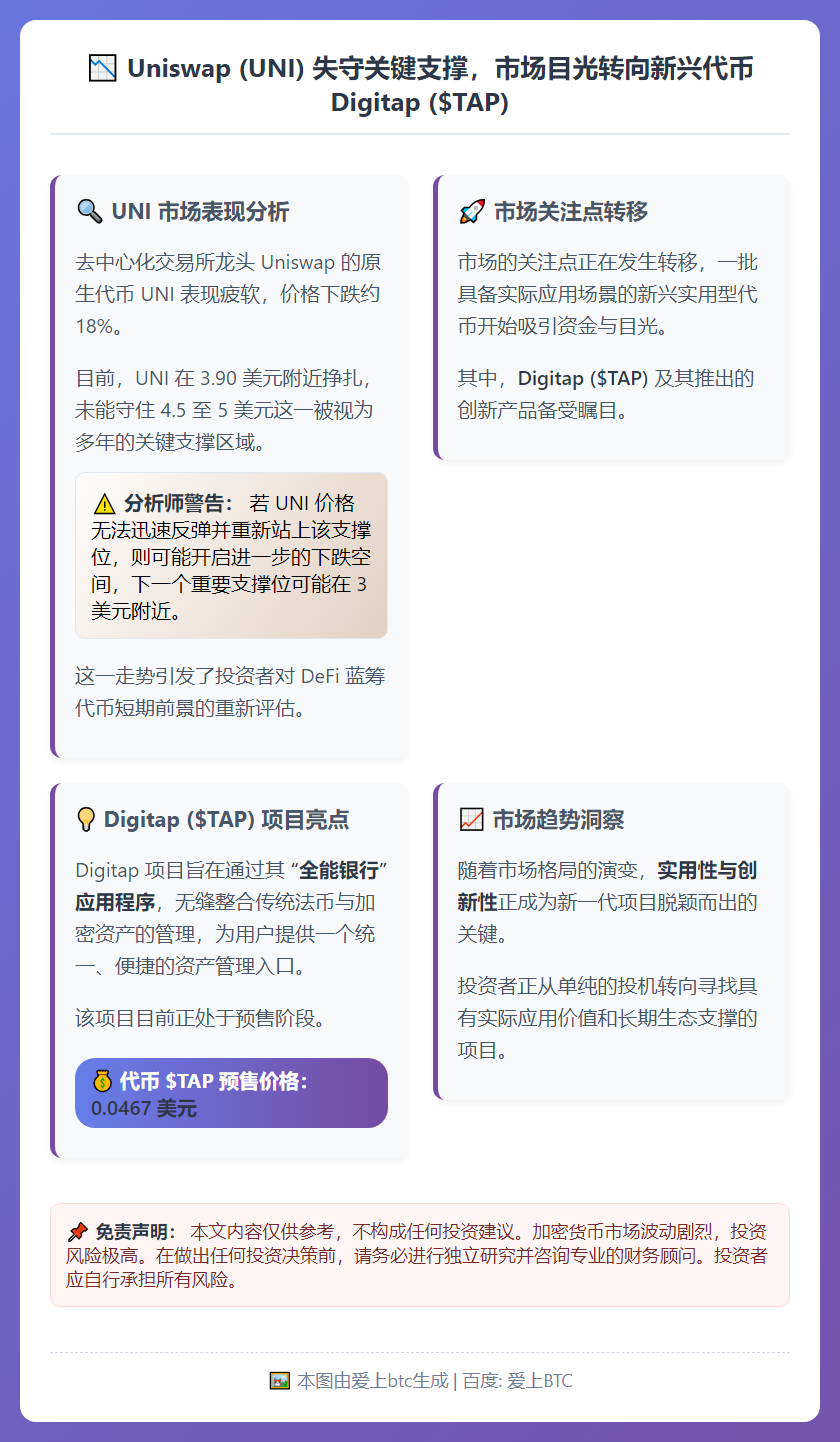 Uniswap跌至3.93美元：为何Digitap ($TA