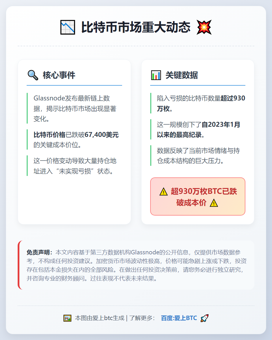 超930万枚比特币跌破成本价