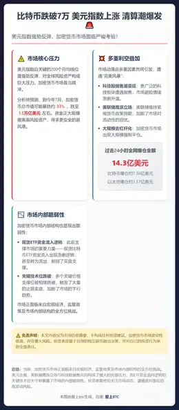 比特币跌破7万 美元指数上涨 清算潮爆发