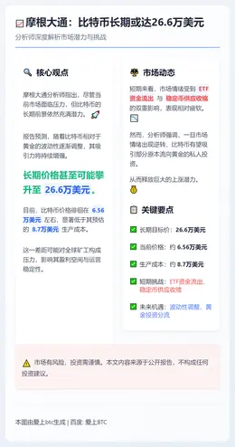 摩根大通：比特币长期或达26.6万美元