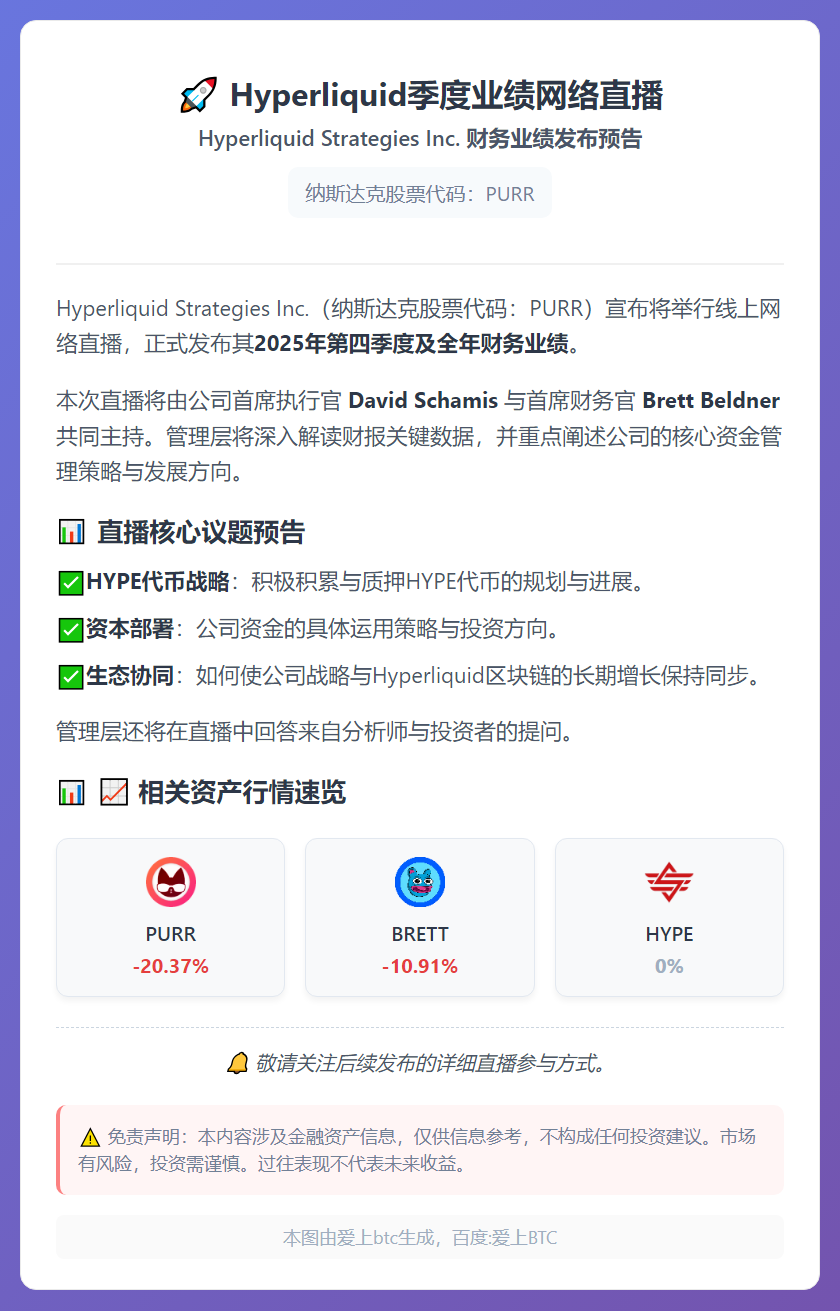 Hyperliquid季度业绩网络直播