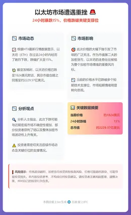 以太坊暴跌15%破1824美元