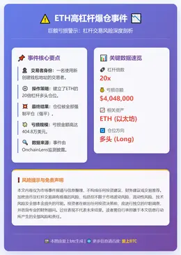 ETH新地址20倍杠杆爆仓 3日亏逾400万美元